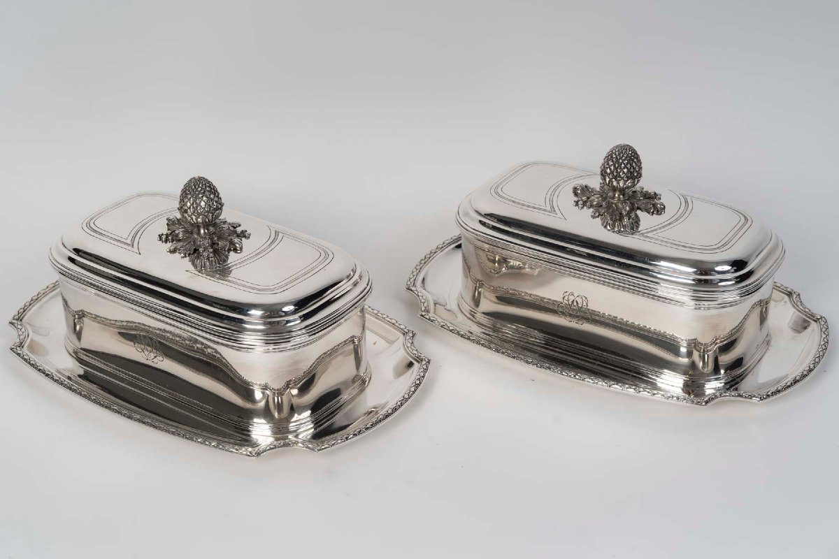 BOIN TABURET – Paire de terrines en argent massif XIXe-photo-2