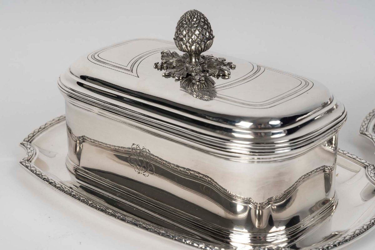 BOIN TABURET – Paire de terrines en argent massif XIXe-photo-3