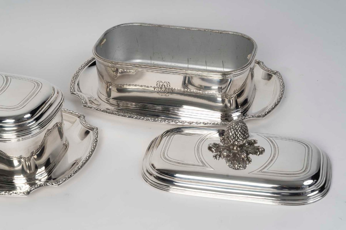 BOIN TABURET – Paire de terrines en argent massif XIXe-photo-1