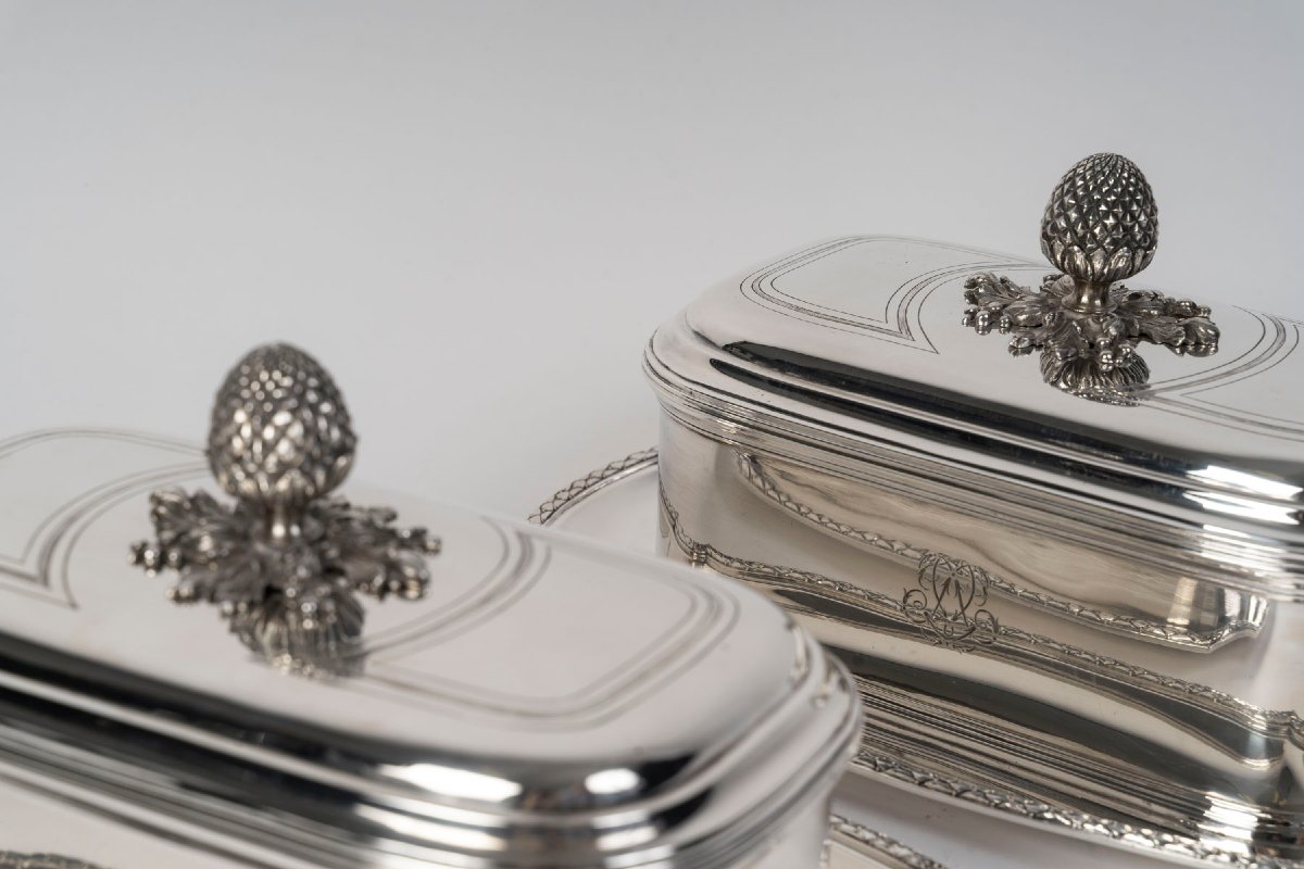 BOIN TABURET – Paire de terrines en argent massif XIXe-photo-5