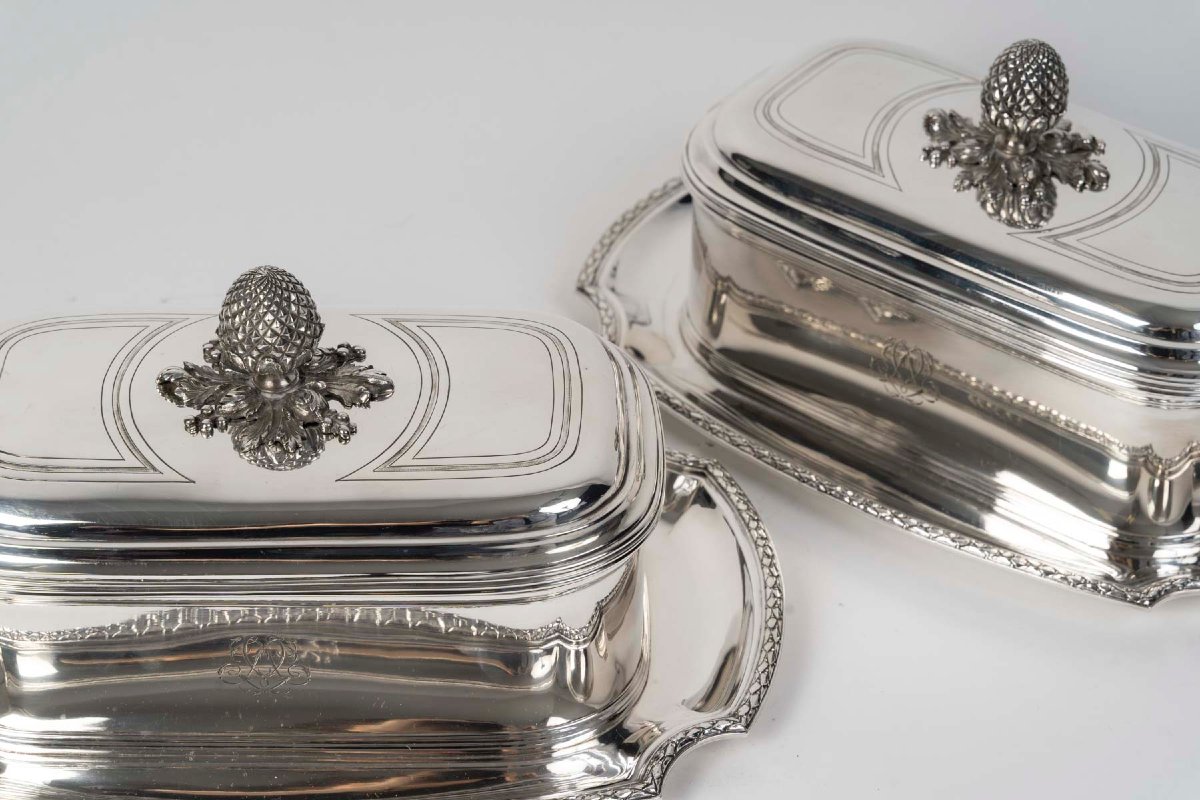 BOIN TABURET – Paire de terrines en argent massif XIXe-photo-7