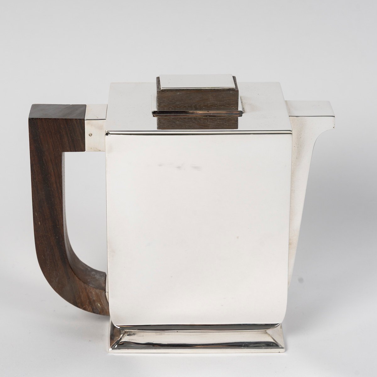 TETARD  FRERES - Service à thé et café Art déco en argent, modèle cubiste Circa 1925/1930-photo-4