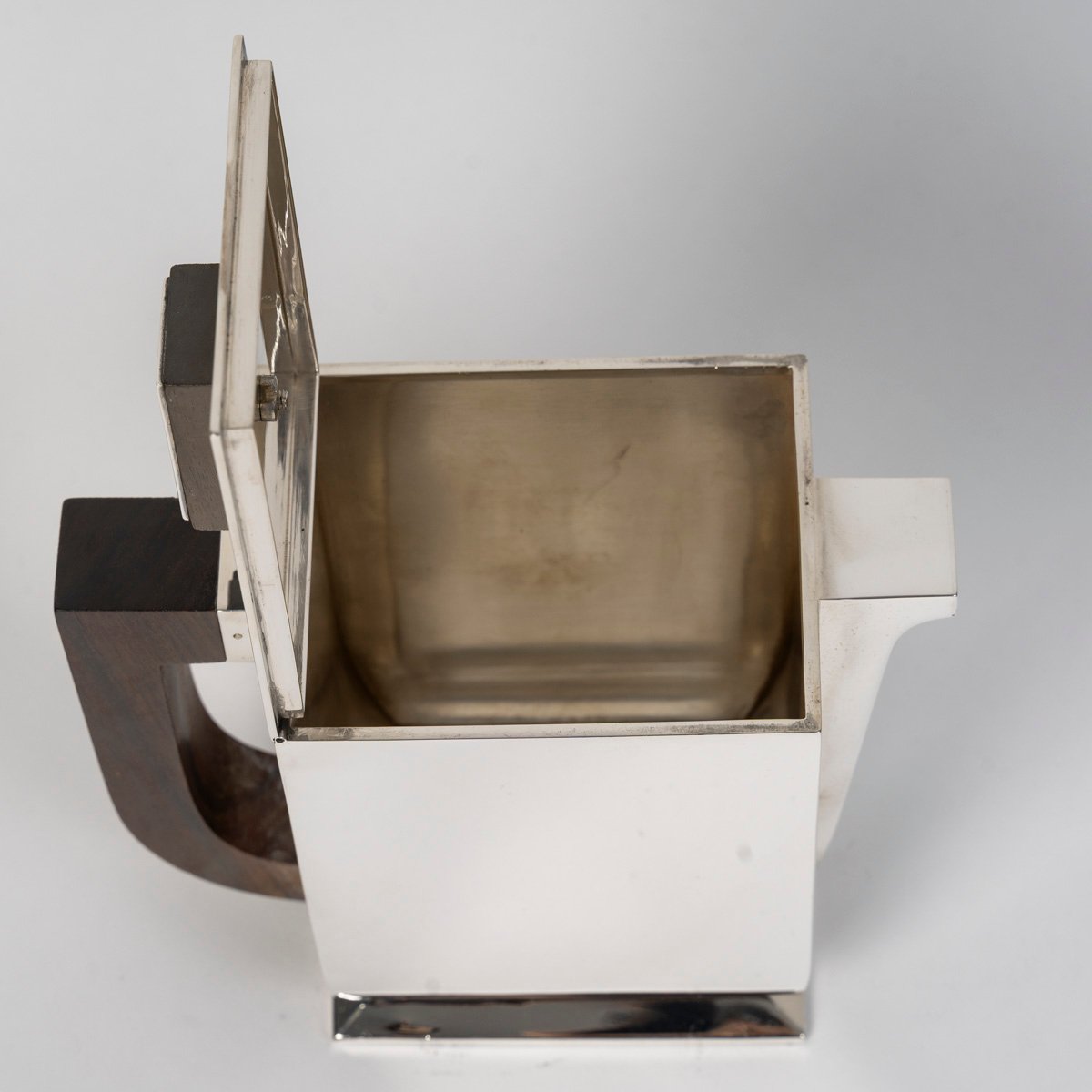 TETARD  FRERES - Service à thé et café Art déco en argent, modèle cubiste Circa 1925/1930-photo-2