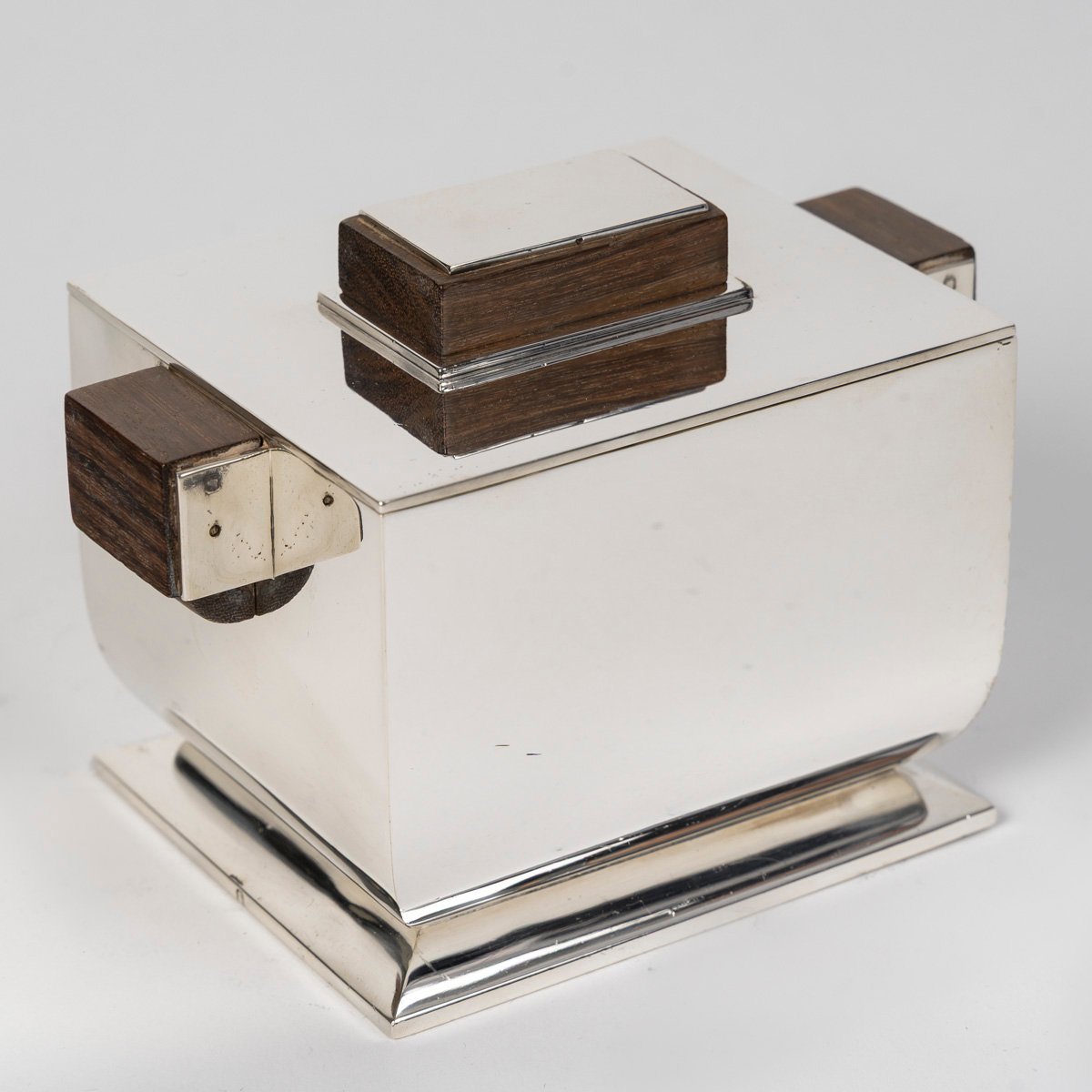 TETARD  FRERES - Service à thé et café Art déco en argent, modèle cubiste Circa 1925/1930-photo-5