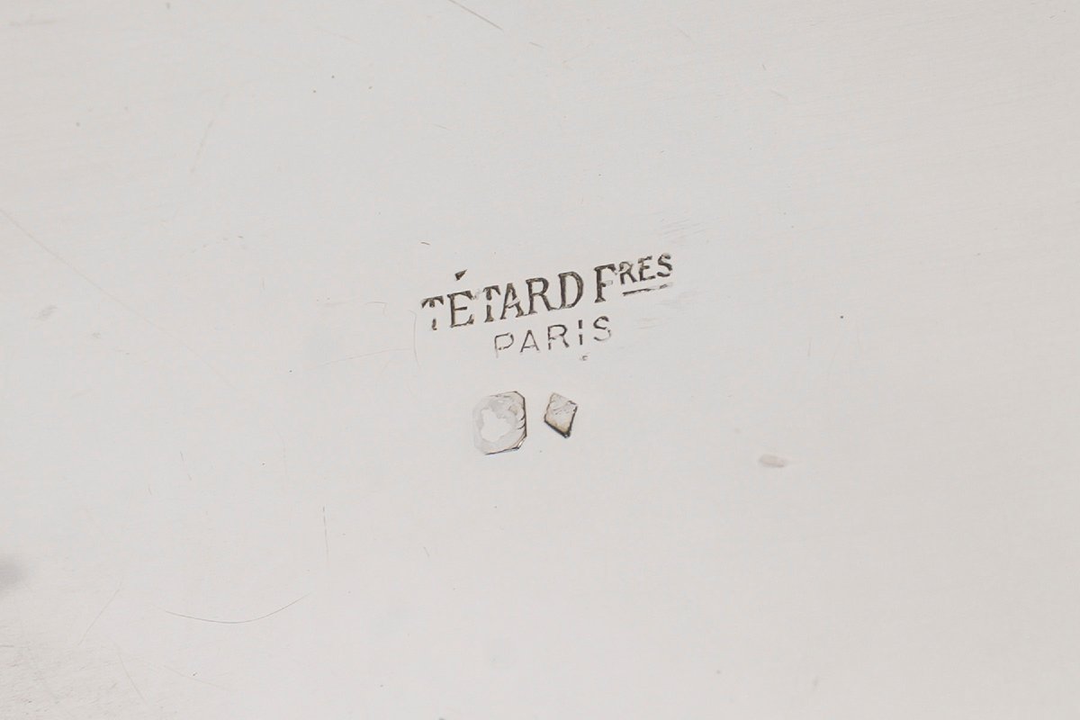 TETARD  FRERES - Service à thé et café Art déco en argent, modèle cubiste Circa 1925/1930-photo-7