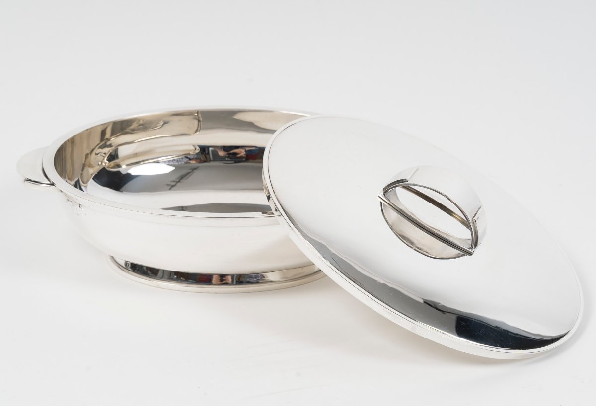 Tétard - Large, Modernist-style Oval Box With A Solid Silver Cover, Circa 1930–1940-photo-2