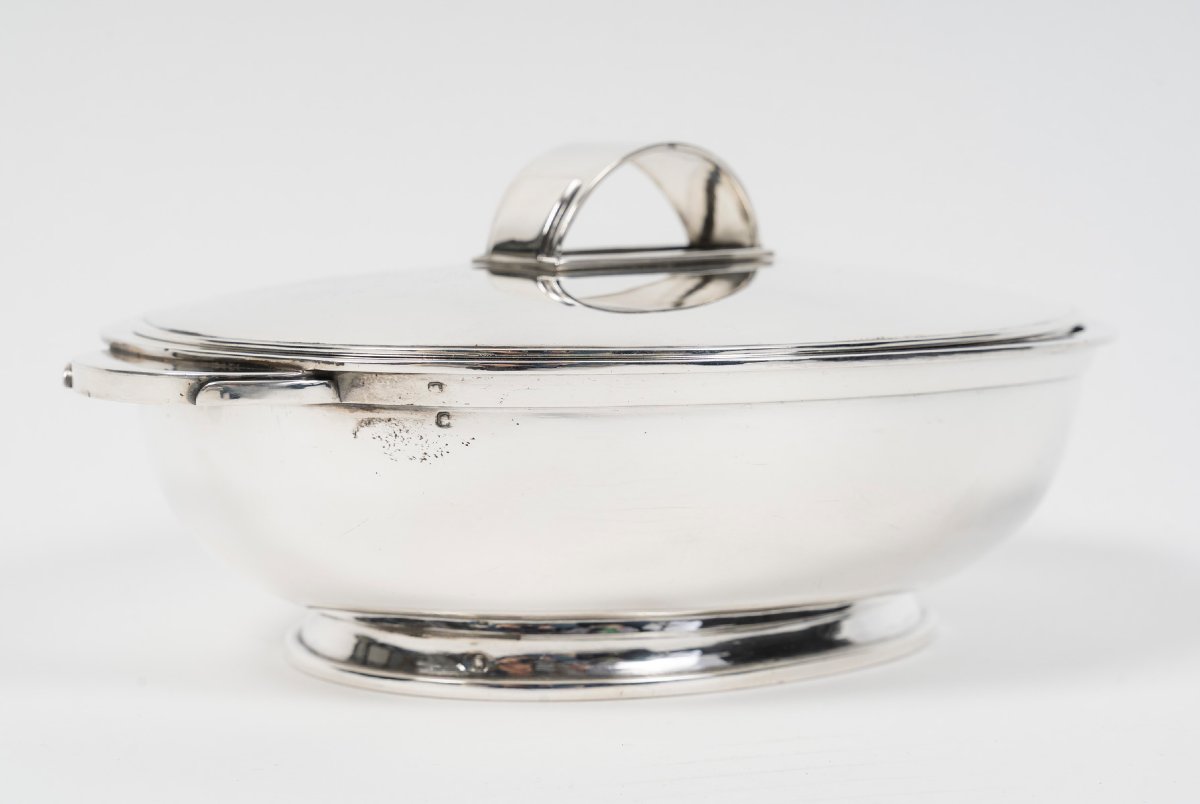 Tétard - Large, Modernist-style Oval Box With A Solid Silver Cover, Circa 1930–1940