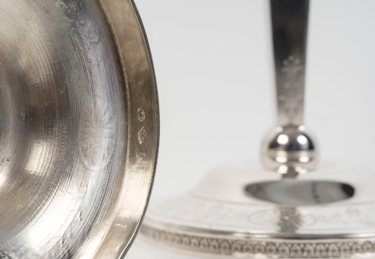 Jfj Beydel - Pair Of Silver Candlesticks, First Empire, 2nd Coq, 1809/1818 -photo-1