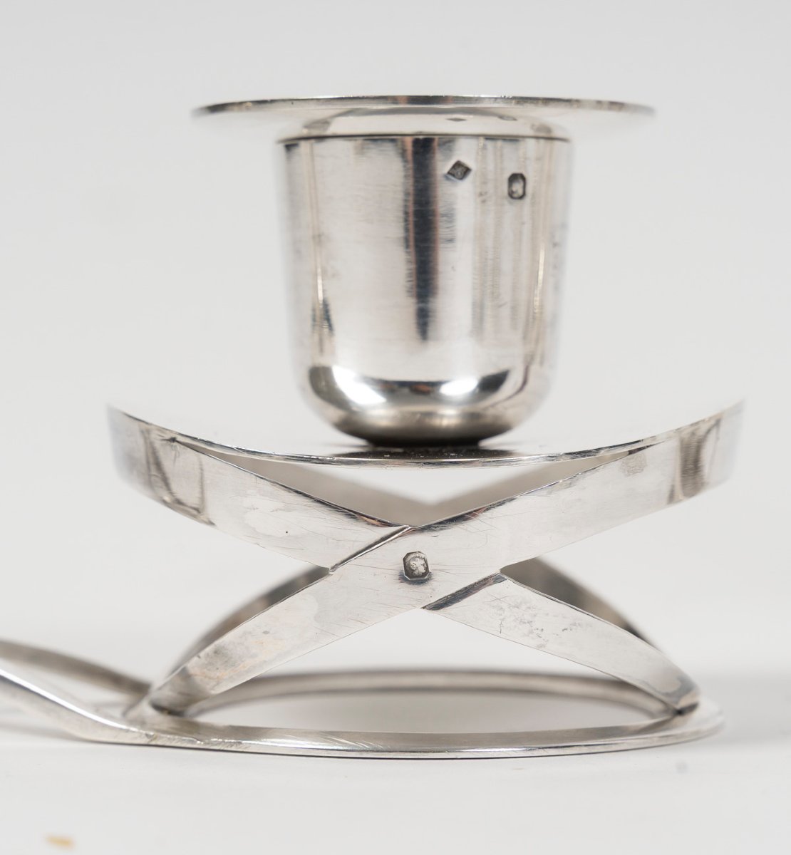 ESQUILAT – Suite de 4 Candélabres bas doubles argent massif  ART DECO-photo-2