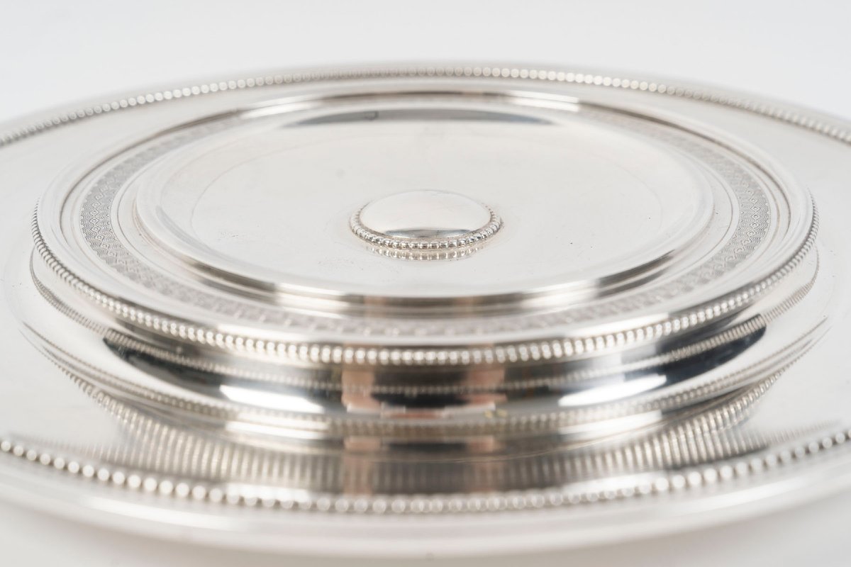 RISLER & CARRÉ - Paire de drageoirs couverts en argent massif et verre bleu cobalt – fin du XIX-photo-3
