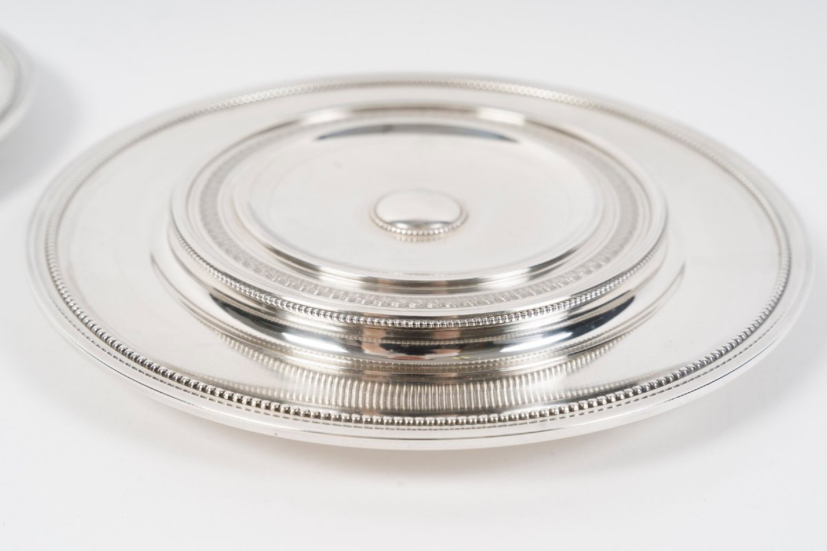 RISLER & CARRÉ - Paire de drageoirs couverts en argent massif et verre bleu cobalt – fin du XIX-photo-4