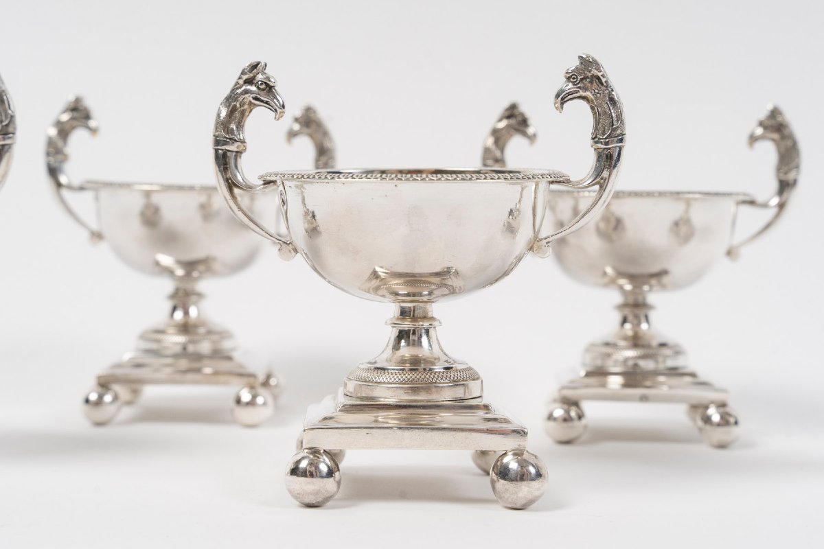 Francois Froment  - Five-piece Solid Silver Condiment Set, Empire Period-photo-2