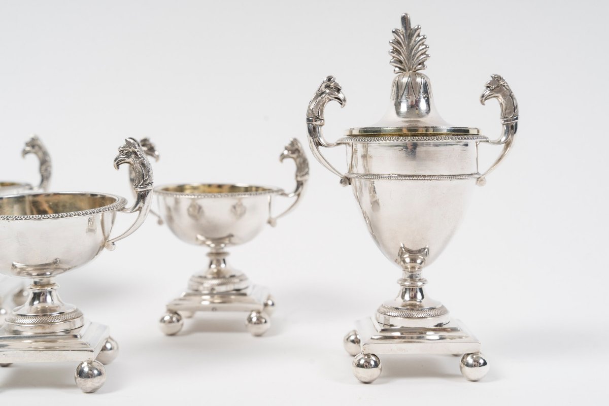 Francois Froment  - Five-piece Solid Silver Condiment Set, Empire Period-photo-3