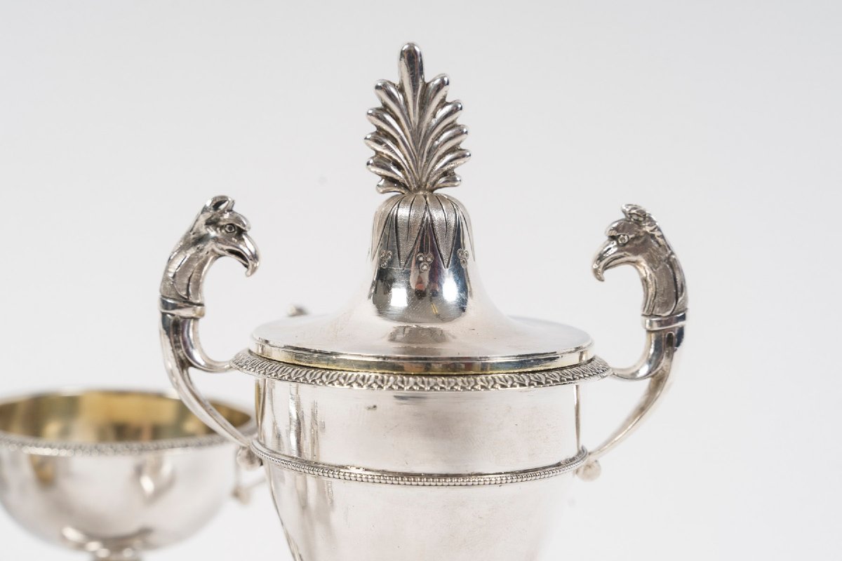Francois Froment  - Five-piece Solid Silver Condiment Set, Empire Period-photo-4