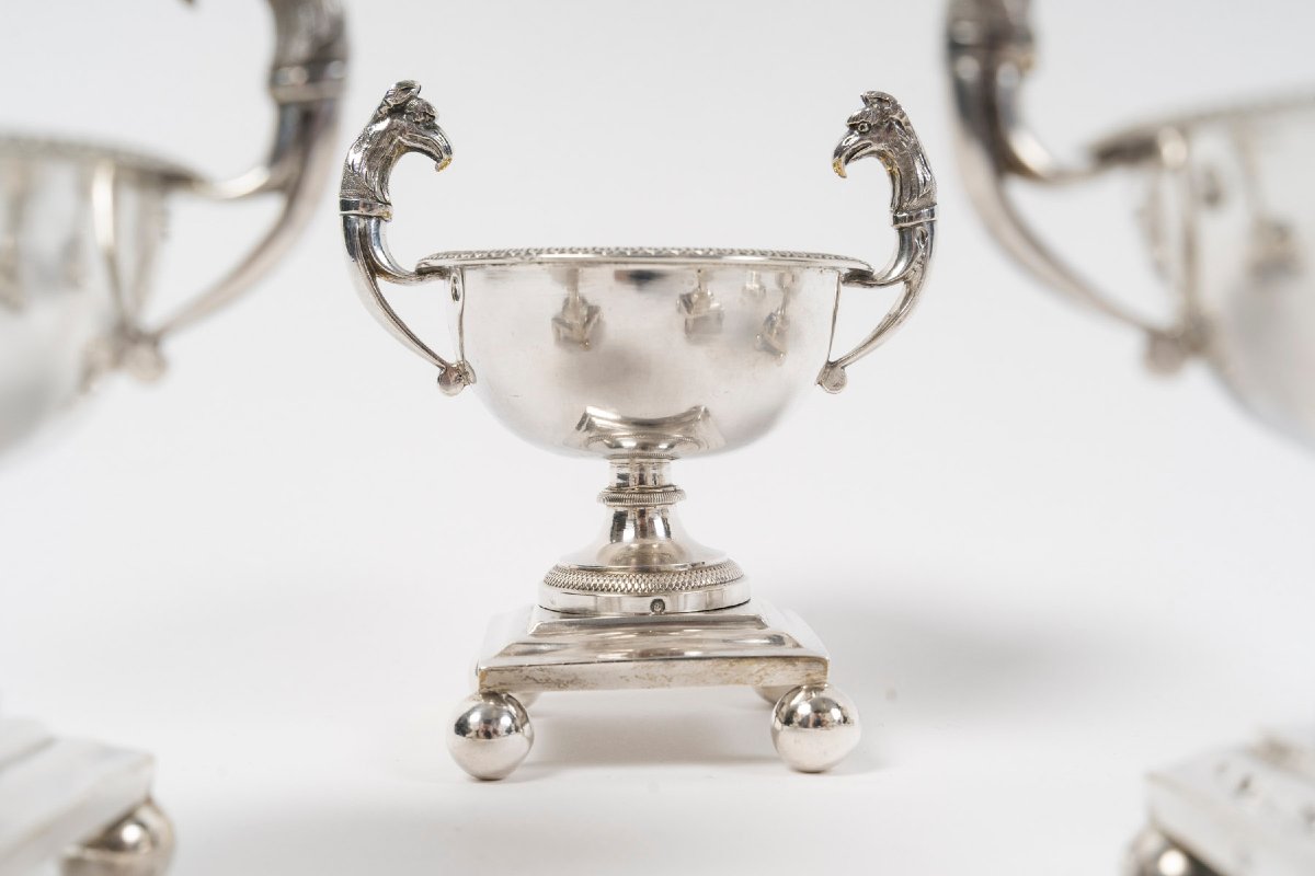 Francois Froment  - Five-piece Solid Silver Condiment Set, Empire Period-photo-2