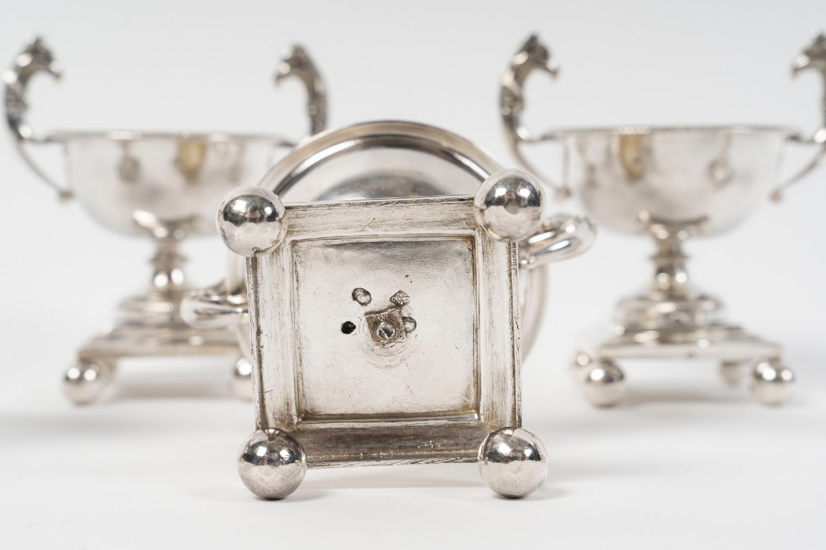 Francois Froment  - Five-piece Solid Silver Condiment Set, Empire Period-photo-5