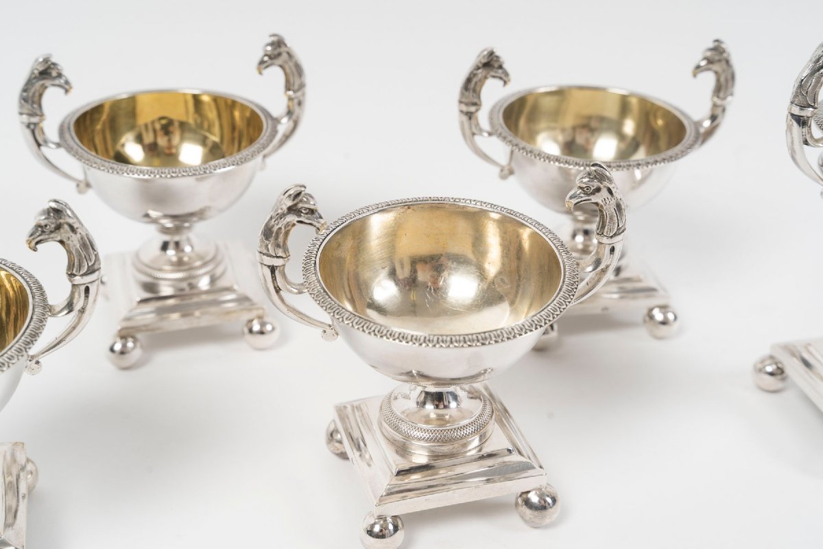 Francois Froment  - Five-piece Solid Silver Condiment Set, Empire Period-photo-6