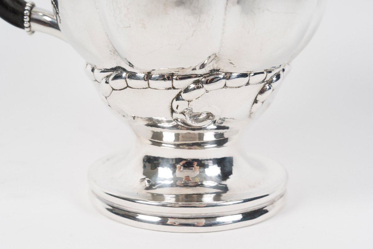 GEORG JENSEN - Pichet à eau - modèle 7A, dit Melon Pitcher, créé en 1907. Danemark, XXe siècle-photo-3