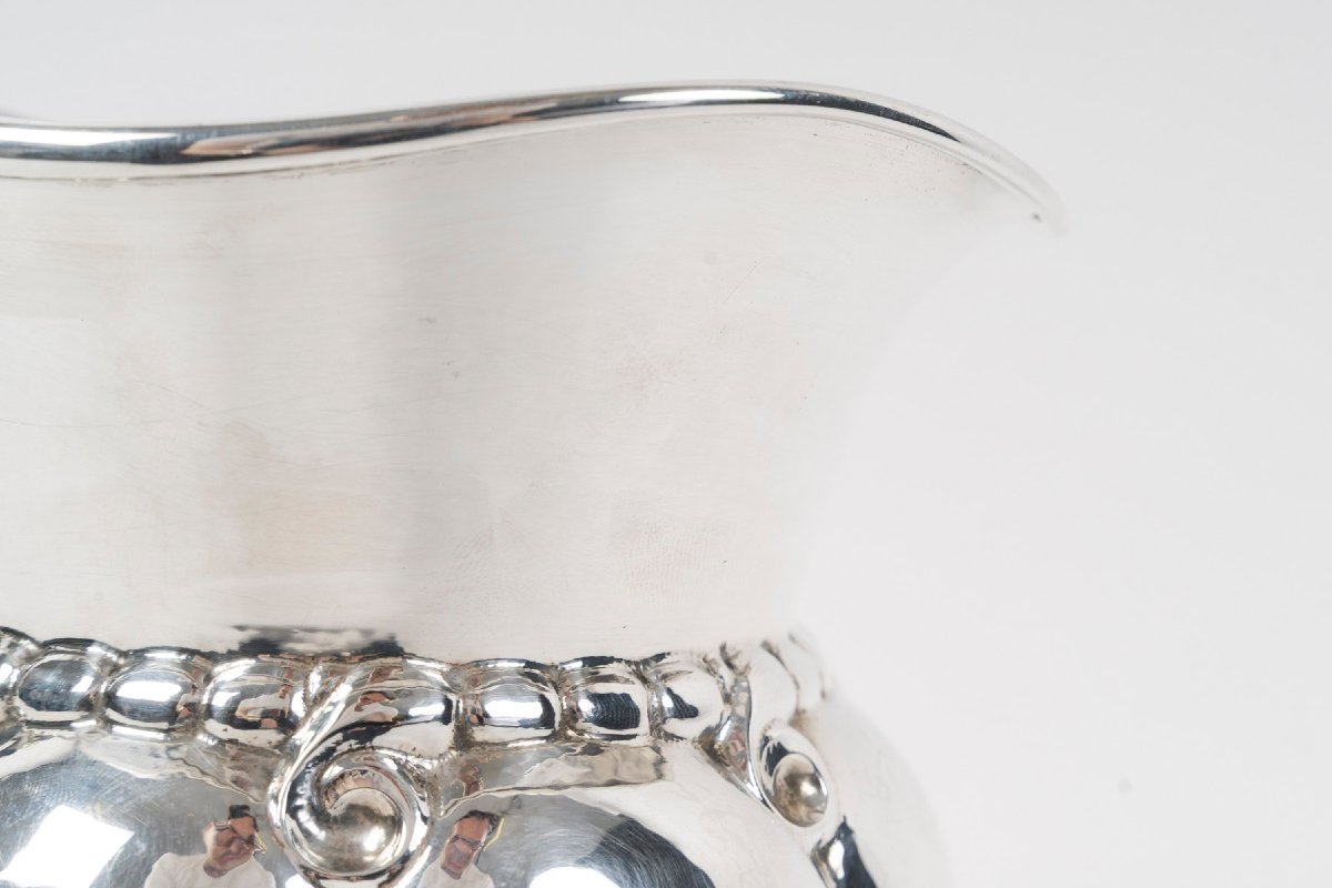 GEORG JENSEN - Pichet à eau - modèle 7A, dit Melon Pitcher, créé en 1907. Danemark, XXe siècle-photo-1