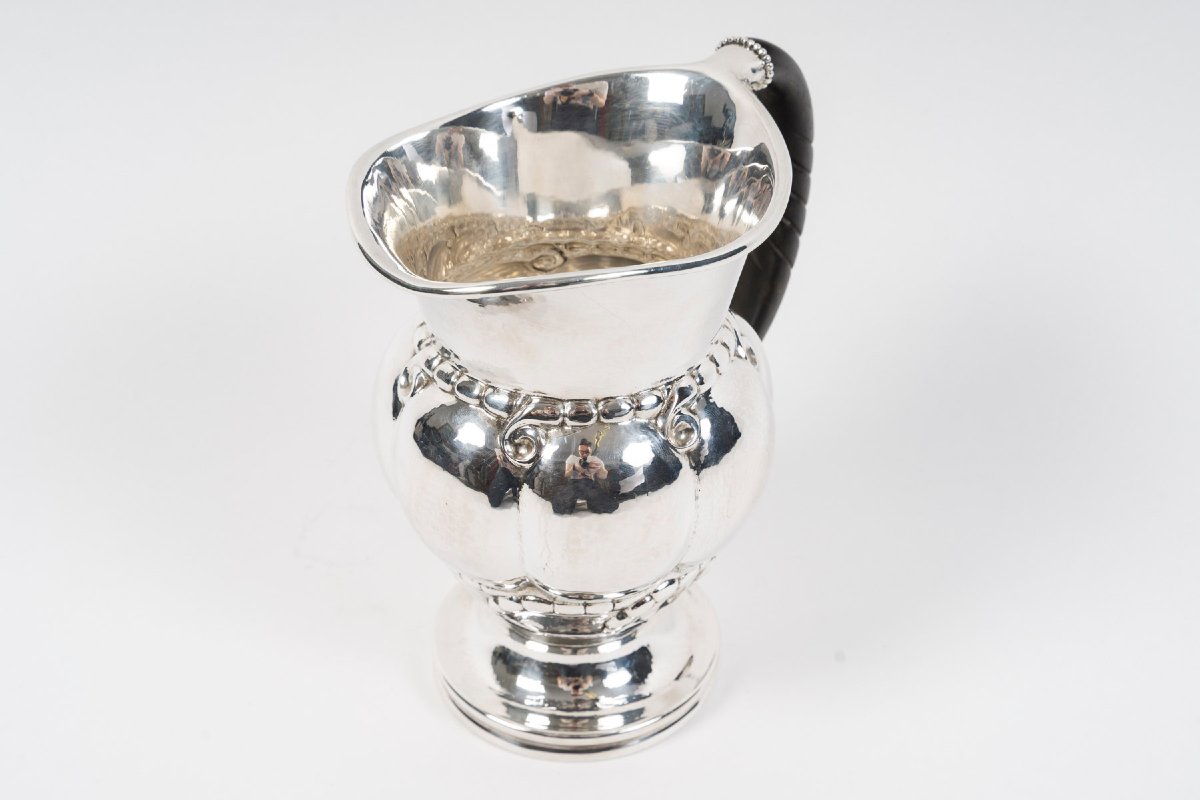 GEORG JENSEN - Pichet à eau - modèle 7A, dit Melon Pitcher, créé en 1907. Danemark, XXe siècle-photo-4