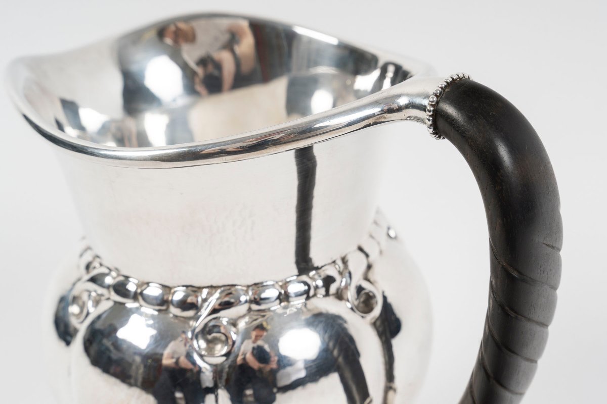 GEORG JENSEN - Pichet à eau - modèle 7A, dit Melon Pitcher, créé en 1907. Danemark, XXe siècle-photo-8