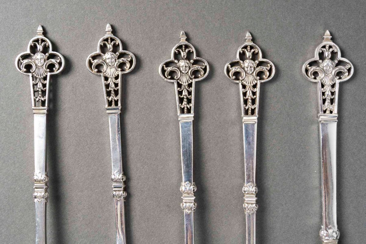 CHRISTOFLE & CARDEILHAC - MENAGERE en argent massif 143 pièces  «  Modèle Renaissance » XIXe-photo-5