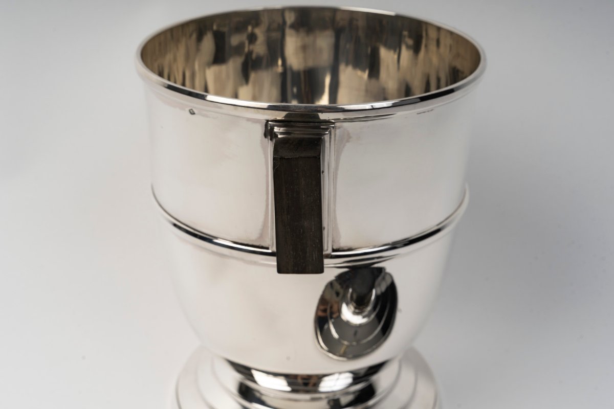 OLIER & CARON – Rafraichissoir couvert en argent massif ART DECO XXe-photo-4