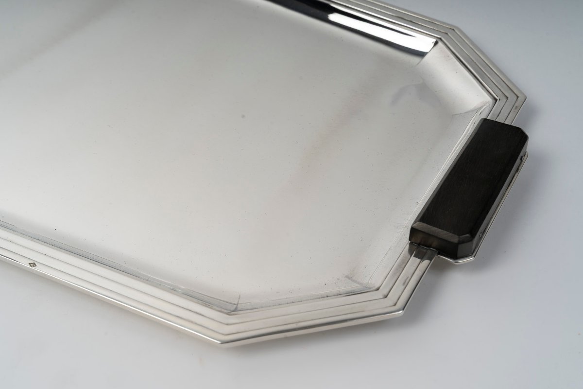 Olier & Caron  - Solid Silver Tray From The Art Deco Period, 20th Century-photo-2
