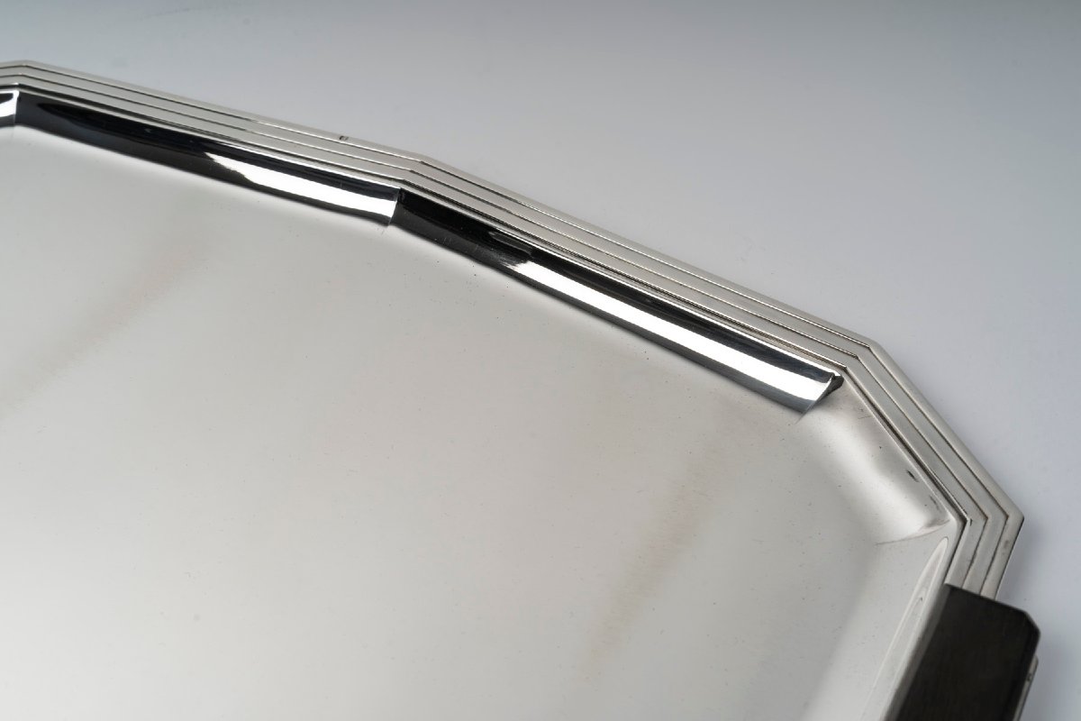 Olier & Caron  - Solid Silver Tray From The Art Deco Period, 20th Century-photo-3