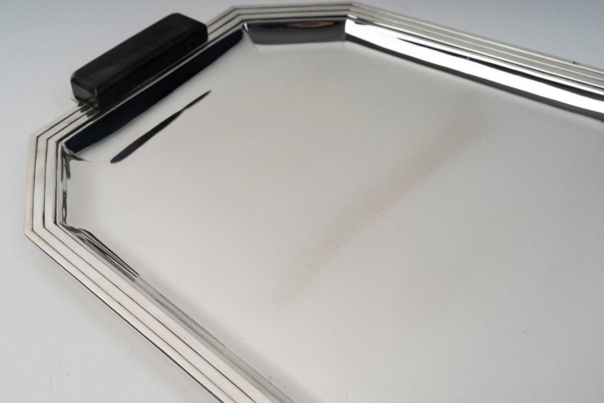 Olier & Caron  - Solid Silver Tray From The Art Deco Period, 20th Century-photo-2