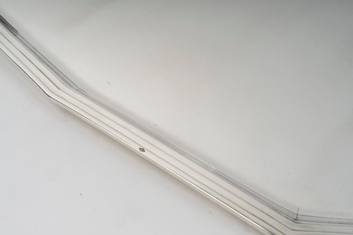 Olier & Caron  - Solid Silver Tray From The Art Deco Period, 20th Century-photo-4