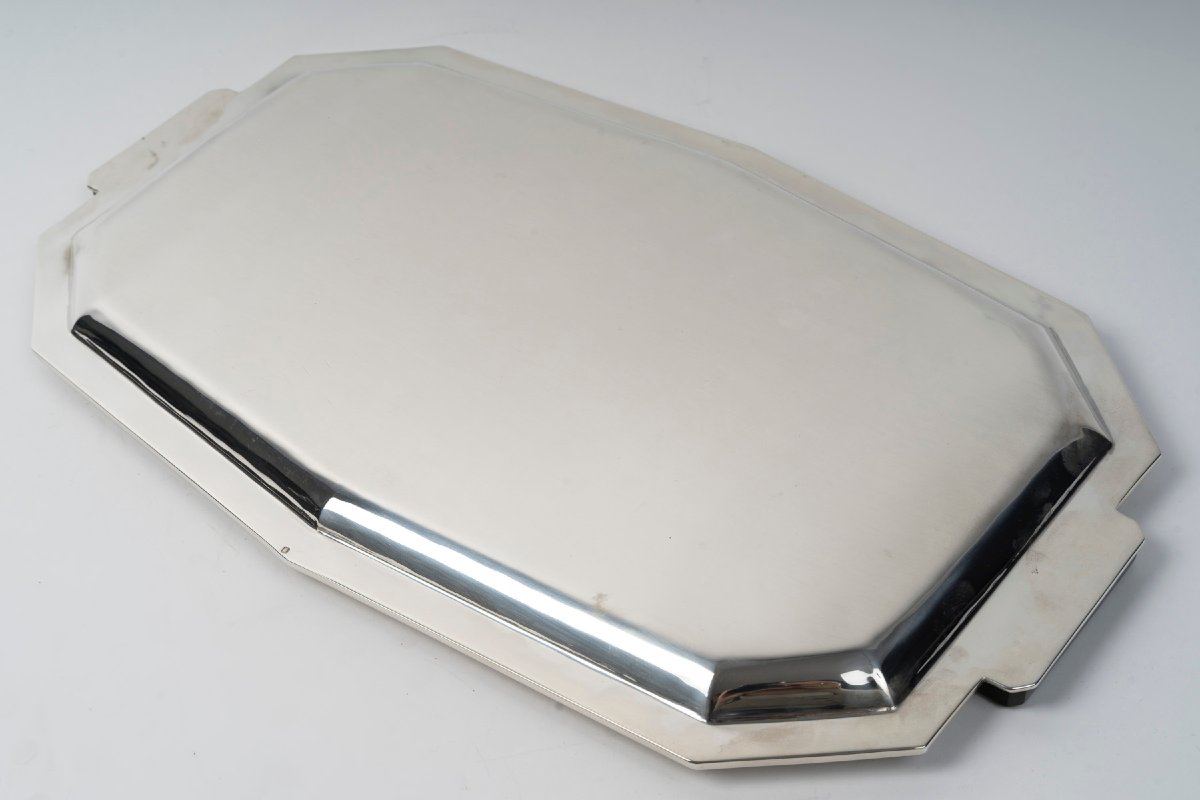 Olier & Caron  - Solid Silver Tray From The Art Deco Period, 20th Century-photo-6