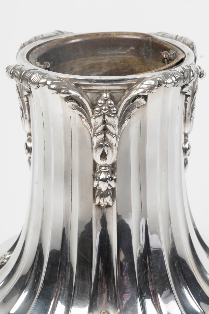  OLIER & CARON – Vase en argent massif fin du XIXe siècle-photo-3