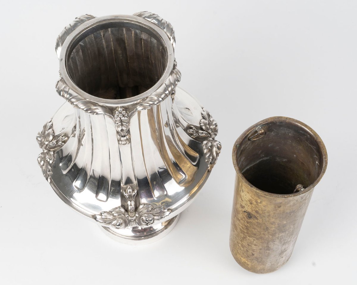  OLIER & CARON – Vase en argent massif fin du XIXe siècle-photo-6