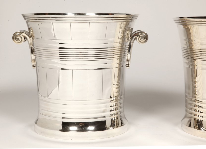 Goldsmith Boin Taburet - Pair Of Coolers In Sterling Silver Art Deco Period-photo-2