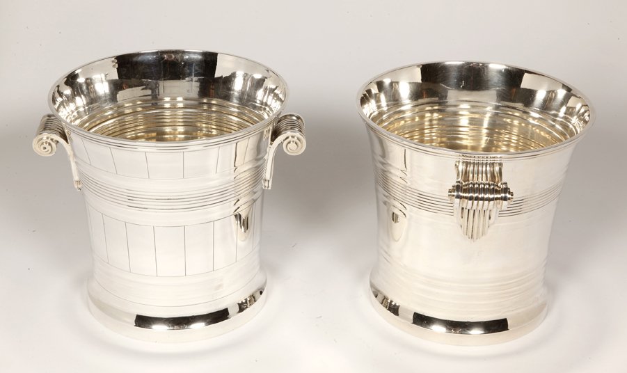 Goldsmith Boin Taburet - Pair Of Coolers In Sterling Silver Art Deco Period-photo-3