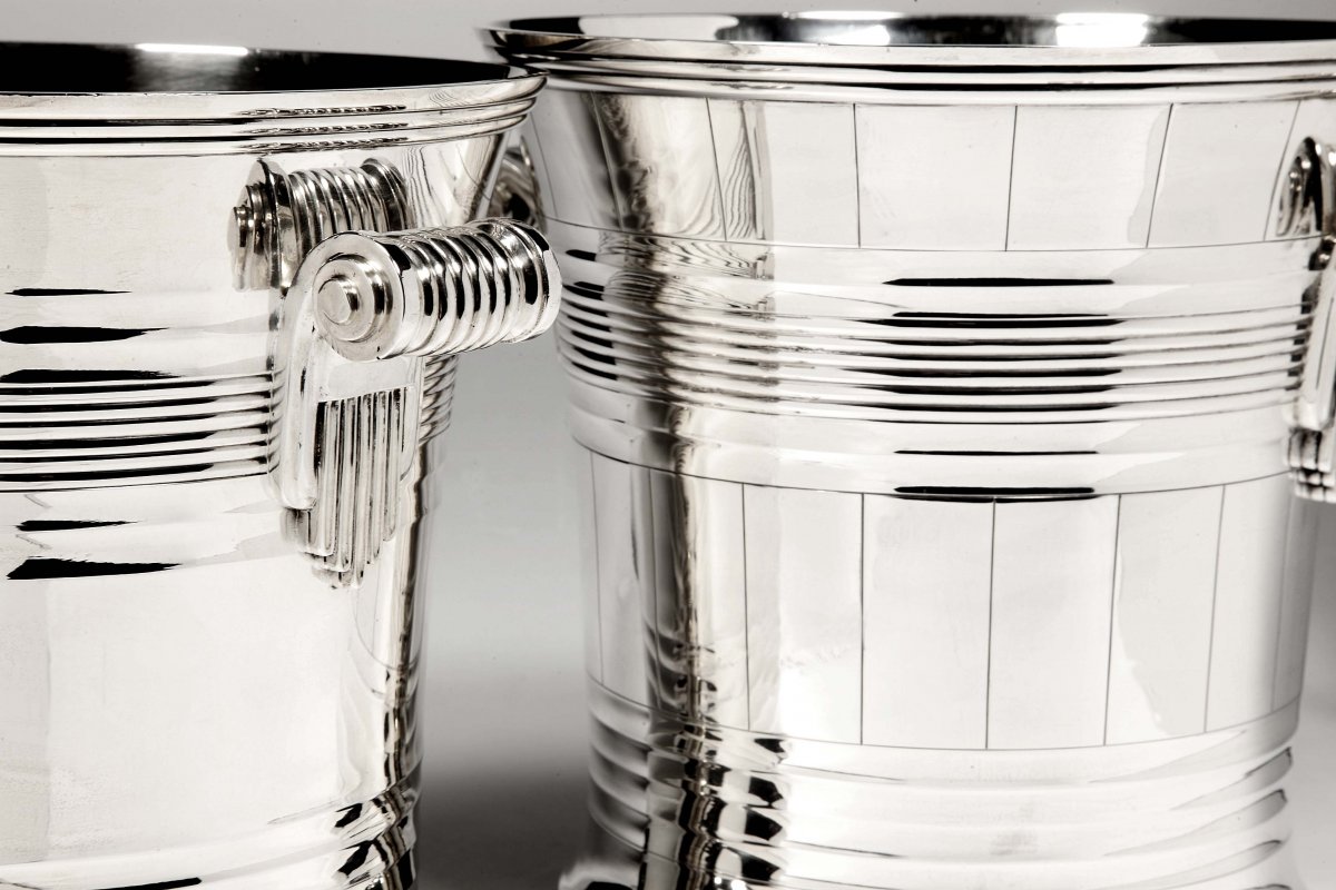 Goldsmith Boin Taburet - Pair Of Coolers In Sterling Silver Art Deco Period