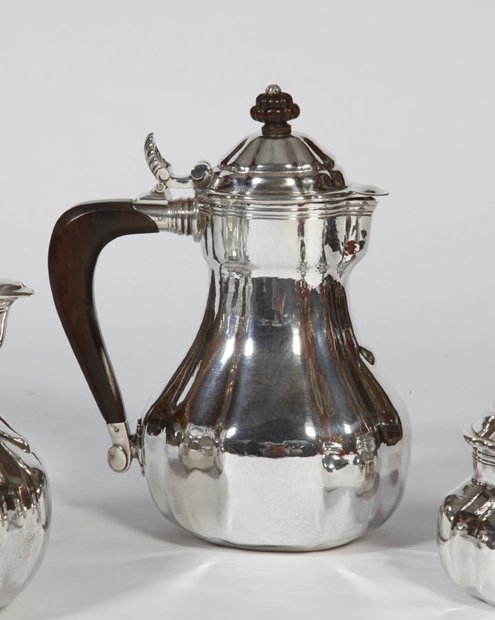 Goldsmith Georges Lecomte - Tea & Coffee Service In Art Deco Sterling Silver 1925-photo-3