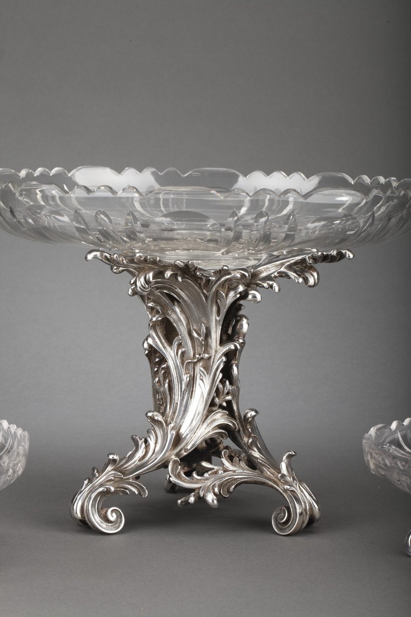 Goldsmith Cardeilhac - Table Top 3 Cups In Sterling Silver And Crystal Nineteenth-photo-2
