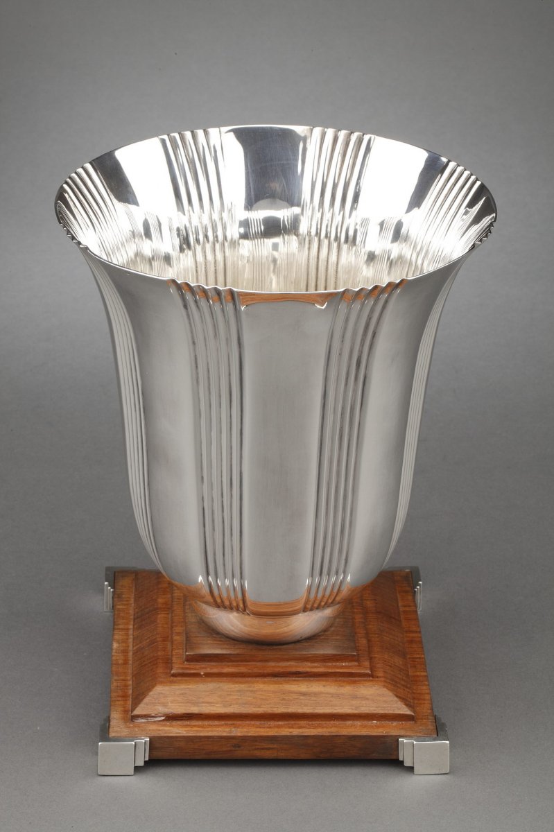 Goldsmith Lapparra - Vase In Sterling Silver Art Deco Period-photo-2