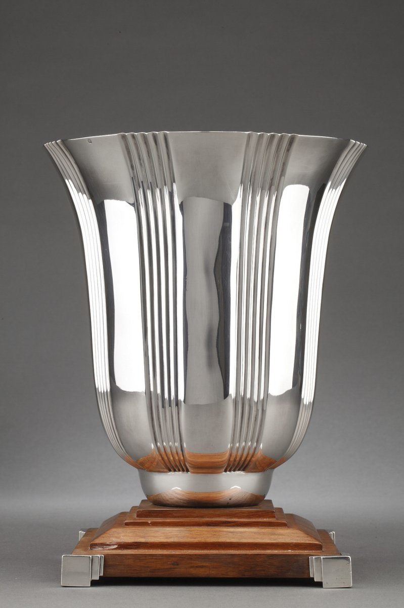 Goldsmith Lapparra - Vase In Sterling Silver Art Deco Period-photo-6