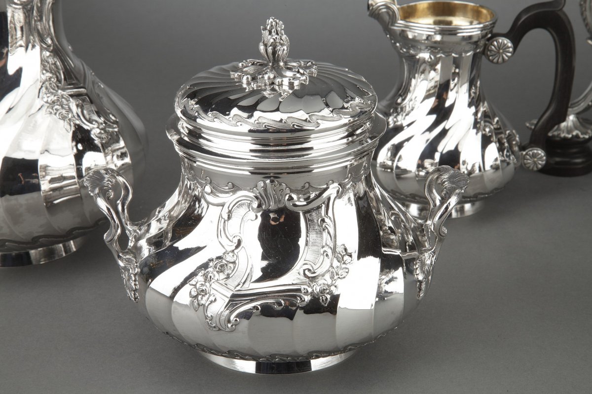 Orfèvre Boin Taburet - Tea / Coffee  4 Pieces In Sterling Silver Plus Samovar In Silver Metal -photo-1