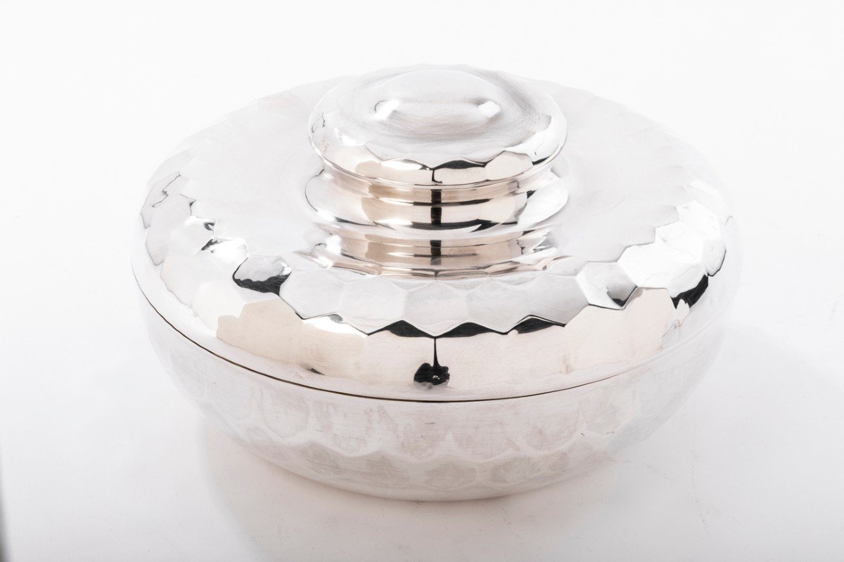  Coffret En Argent Massif Martelé Epoque XXe Italie Du Nord