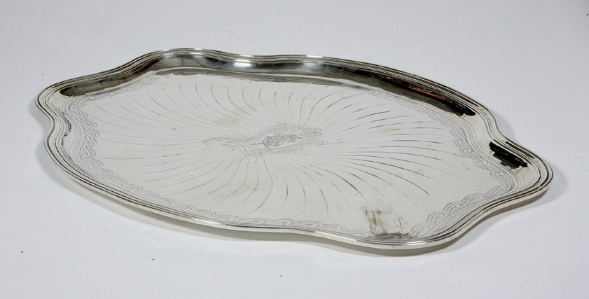 Goldsmith A. Aucoc - Sterling Silver Oval Tray 19th Century-photo-2