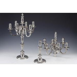 Marret Frères - Important Pair Of Candelabras In Sterling Silver Nineteenth