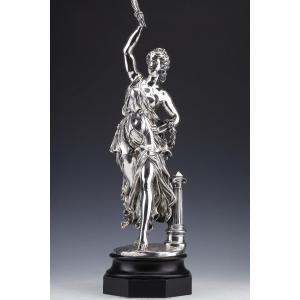 Jacques Léonard Maillet - Statue Allegorique En Argent Massif  Circa XIXe (1866)