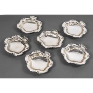Boin Taburet - Suite Of Six Shell Dishes Sterling Silver 19th