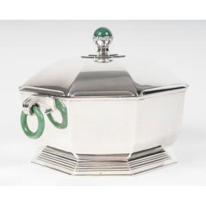 Orfèvre LEROY – Légumier en argent massif octogonal Epoque ART DECO