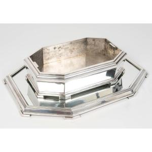 Ravinet d'Enfert - Solid Silver Surtout De Table Et Sa Jardinière Art Deco Period