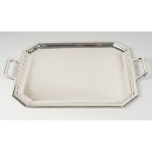 Jean E. Puiforcat - Plateau Art Déco en argent massif circa 1930